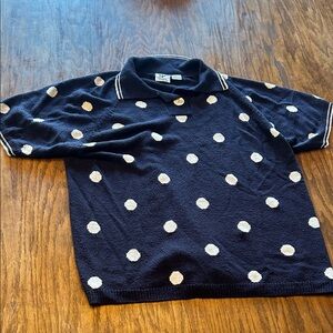 Classic Navy Polka Dot Women's Polo Sweater